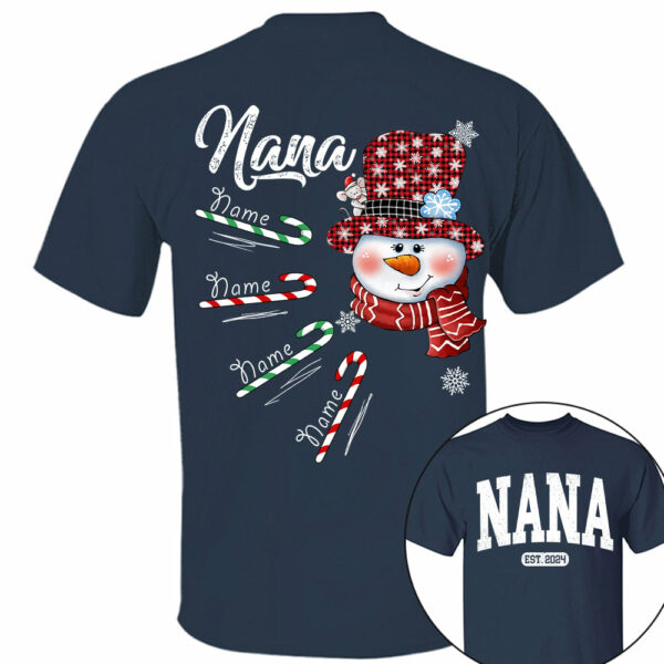 Personalized Grandma Snowman Candy Cane Christmas Shirt - Image 7
