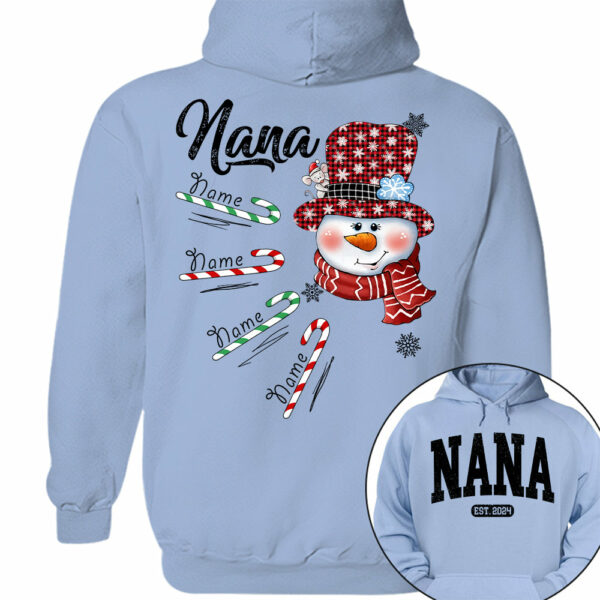 Personalized Grandma Snowman Candy Cane Christmas Shirt - Image 8