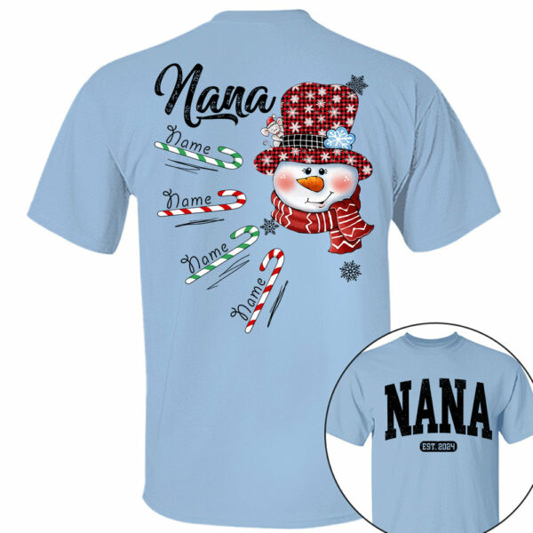 Personalized Grandma Snowman Candy Cane Christmas Shirt - Image 4