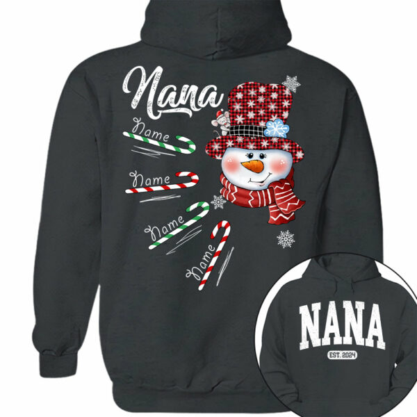 Personalized Grandma Snowman Candy Cane Christmas Shirt - Image 6