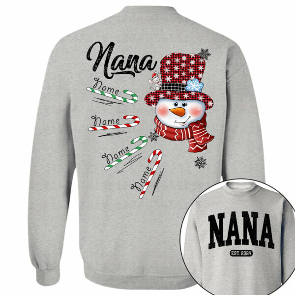 Personalized Grandma Snowman Candy Cane Christmas Shirt - Image 11