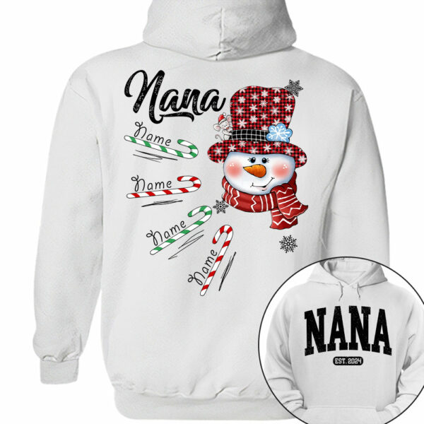 Personalized Grandma Snowman Candy Cane Christmas Shirt - Image 6