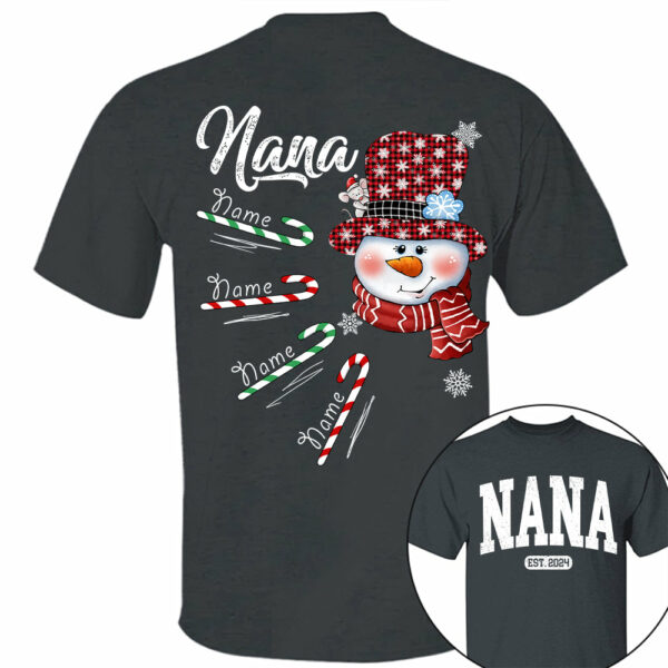 Personalized Grandma Snowman Candy Cane Christmas Shirt - Image 5