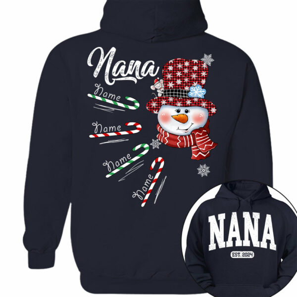 Personalized Grandma Snowman Candy Cane Christmas Shirt - Image 2