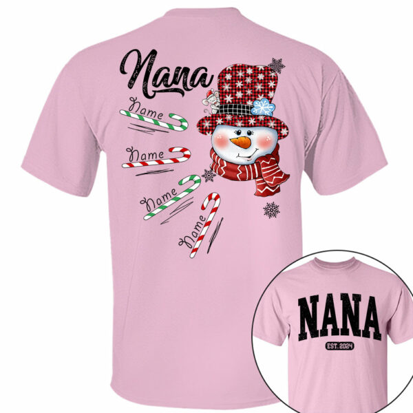 Personalized Grandma Snowman Candy Cane Christmas Shirt - Image 5
