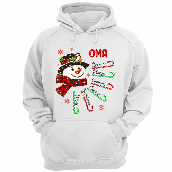 Personalized Grandma Snowman Candy Shirt Grandma With Grandkids Name Christmas Shirt - Image 3