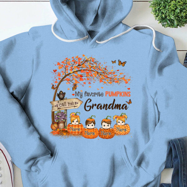 Personalized Grandma Tree Autumn Pumpkin Shirt, Nana Halloween Shirt, Custom Grandma With Grandkids Name Shirt K1702 - Image 11