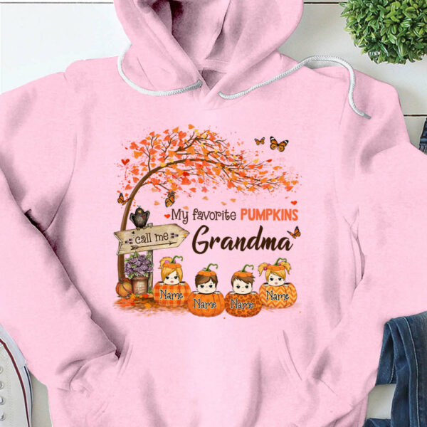 Personalized Grandma Tree Autumn Pumpkin Shirt, Nana Halloween Shirt, Custom Grandma With Grandkids Name Shirt K1702 - Image 10