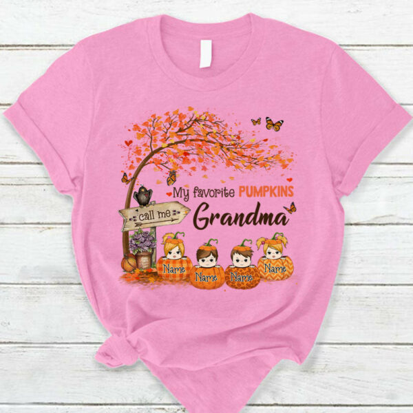 Personalized Grandma Tree Autumn Pumpkin Shirt, Nana Halloween Shirt, Custom Grandma With Grandkids Name Shirt K1702 - Image 7