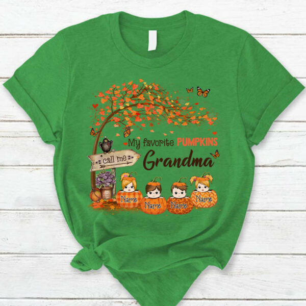 Personalized Grandma Tree Autumn Pumpkin Shirt, Nana Halloween Shirt, Custom Grandma With Grandkids Name Shirt K1702 - Image 6