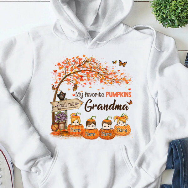 Personalized Grandma Tree Autumn Pumpkin Shirt, Nana Halloween Shirt, Custom Grandma With Grandkids Name Shirt K1702 - Image 8