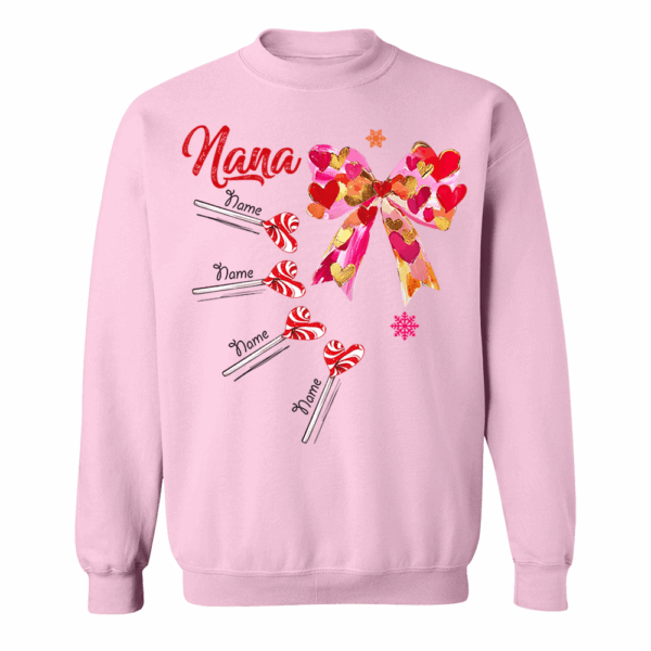 Personalized Grandma Valentine Coquette Bow Shirt, Custom Nana Mimi Funny Valentine Shirt - Image 9