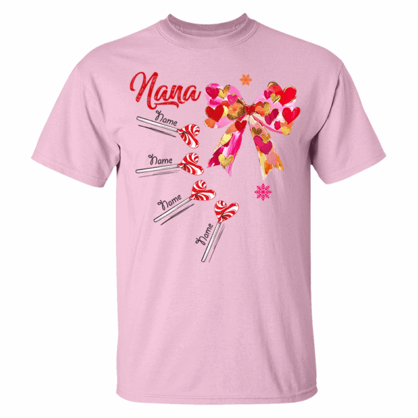 Personalized Grandma Valentine Coquette Bow Shirt, Custom Nana Mimi Funny Valentine Shirt - Image 8