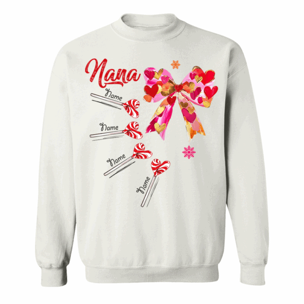 Personalized Grandma Valentine Coquette Bow Shirt, Custom Nana Mimi Funny Valentine Shirt - Image 3