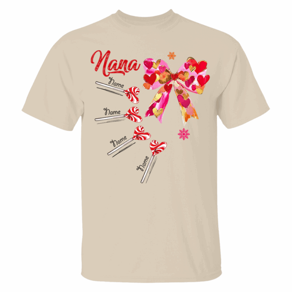 Personalized Grandma Valentine Coquette Bow Shirt, Custom Nana Mimi Funny Valentine Shirt - Image 11