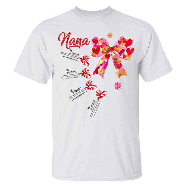 Personalized Grandma Valentine Coquette Bow Shirt, Custom Nana Mimi Funny Valentine Shirt - Image 2