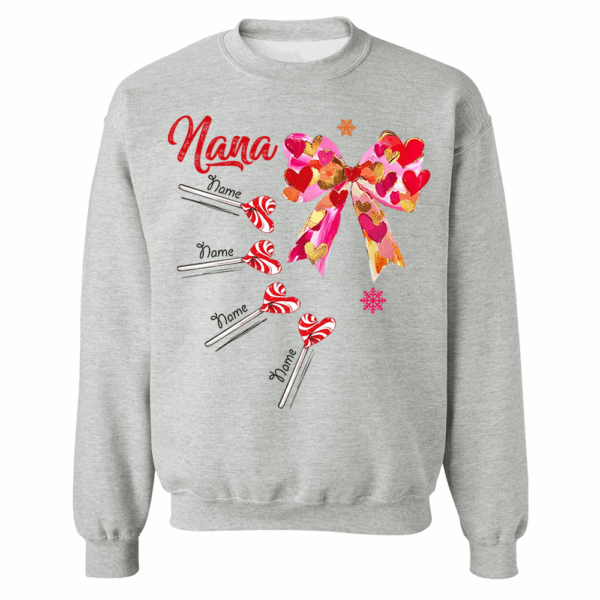 Personalized Grandma Valentine Coquette Bow Shirt, Custom Nana Mimi Funny Valentine Shirt - Image 6