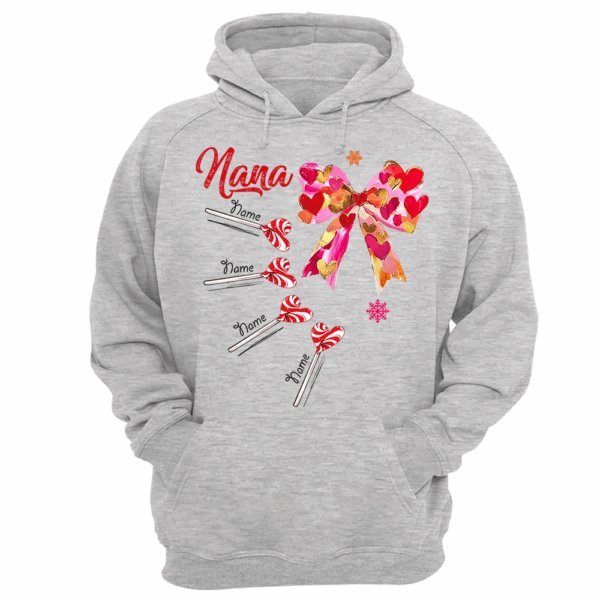 Personalized Grandma Valentine Coquette Bow Shirt, Custom Nana Mimi Funny Valentine Shirt - Image 7