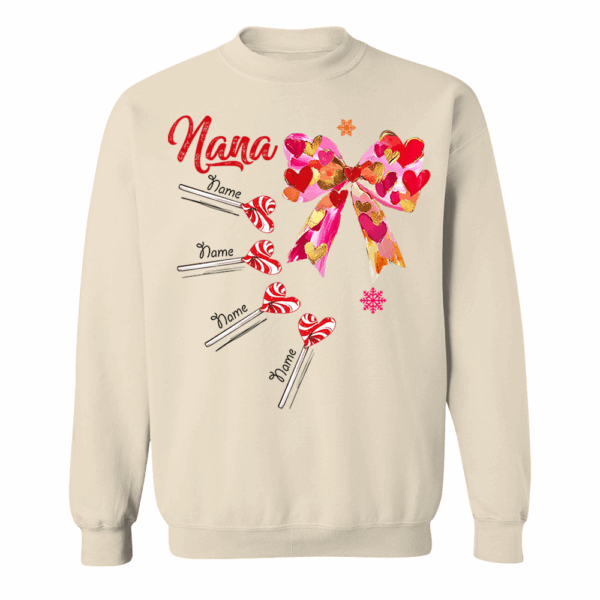 Personalized Grandma Valentine Coquette Bow Shirt, Custom Nana Mimi Funny Valentine Shirt - Image 12