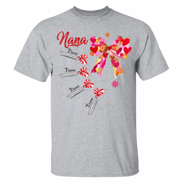 Personalized Grandma Valentine Coquette Bow Shirt, Custom Nana Mimi Funny Valentine Shirt - Image 5