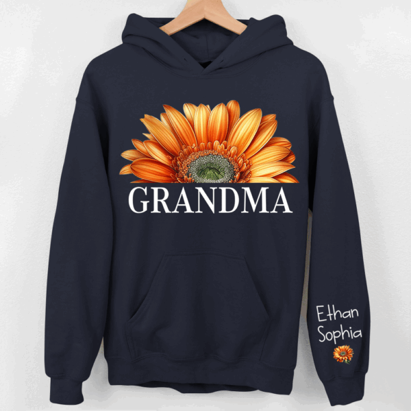 Personalized Grandma Watercolor Daisy Sweatshirt, Custom Grandma Shirt With Kids Name On Sleeve - Image 11