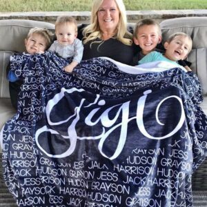Personalized Grandma With Grandkids Names Blanket Gift For Grandma