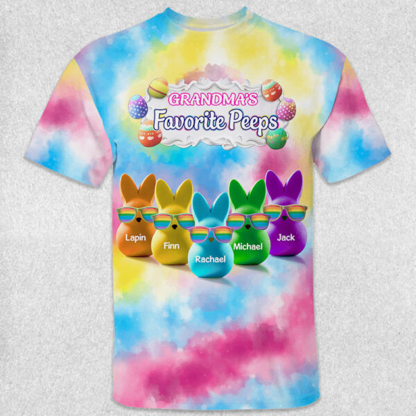 Personalized Grandma's Favorite Bunny Colorful All Over Print Shirt - Image 2