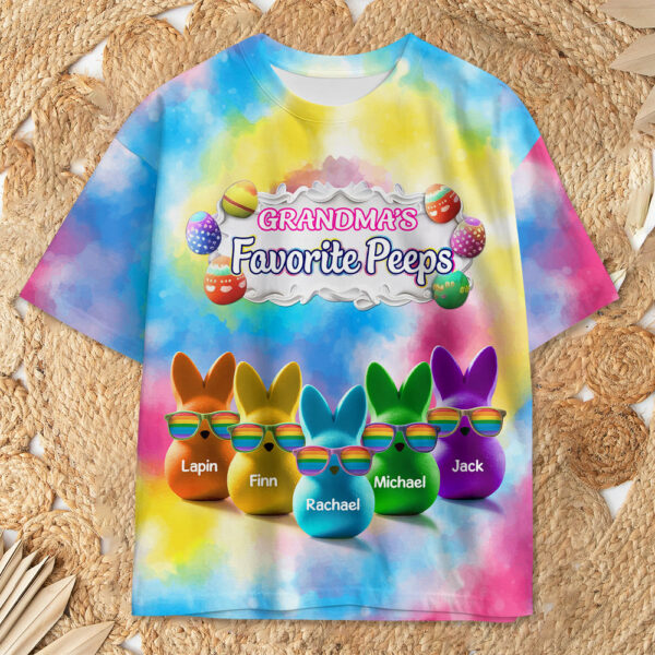 Personalized Grandma's Favorite Bunny Colorful All Over Print Shirt