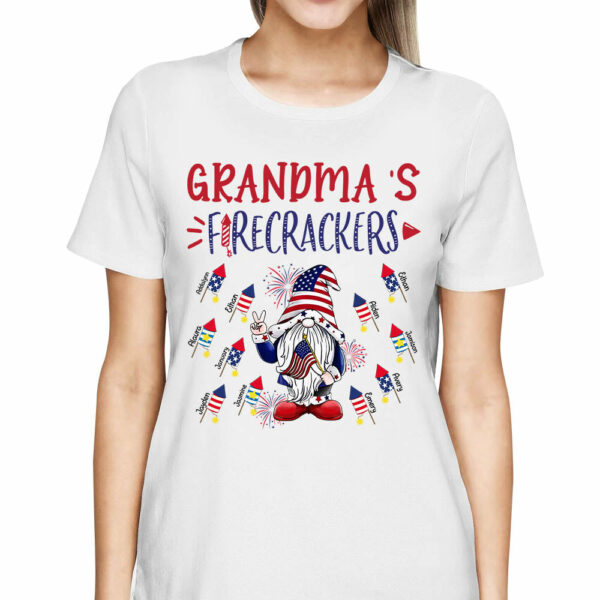 Personalized Grandma's Firecrackers, Gnomes 4Th Of July Shirt For Grandma - Image 3
