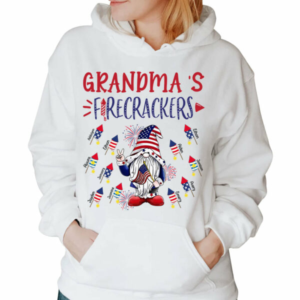 Personalized Grandma's Firecrackers, Gnomes 4Th Of July Shirt For Grandma - Image 4