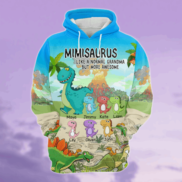 Personalized Grandmasaurus Like A Normal Grandma But More Awesome All Over Print Hoodie Legging Tank Top For Grandma - Image 2