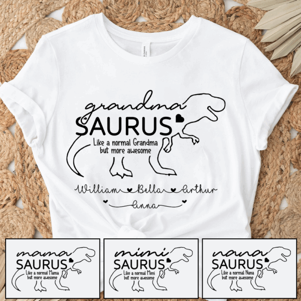 Personalized GrandmaSaurus Shirts - Custom Grandma With Grandkids Name - Mother's Day Gift