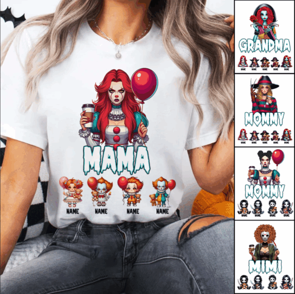 Personalized Halloween Horror Mama Custom Kid Name Shirt - Image 2