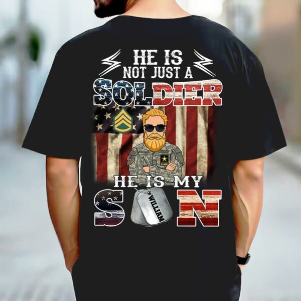 Personalized He Is Not Just A Soldier He Is My Son Shirt Vr2 - Image 2