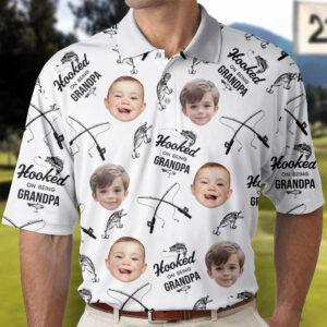 Personalized Hooked On Being Grandpa Polo Shirt