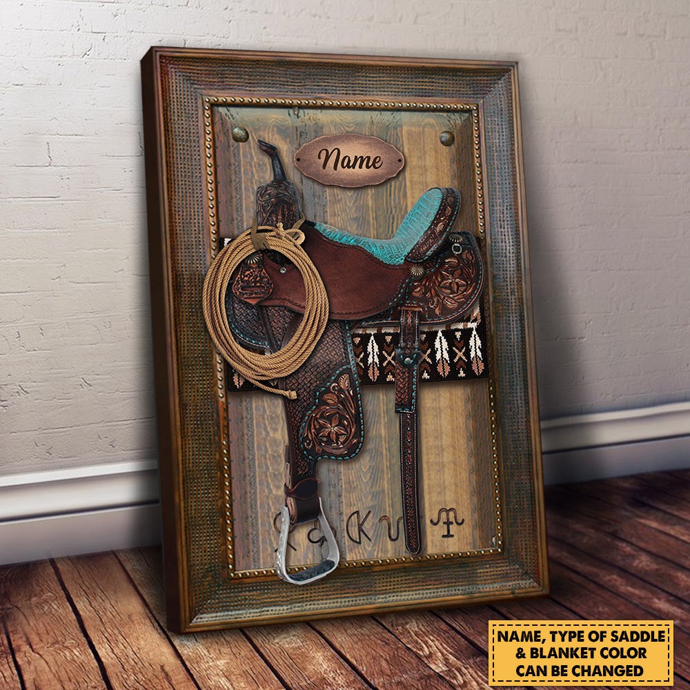 Personalized Horse Saddle Canvas Horse Riding Lover Canvas