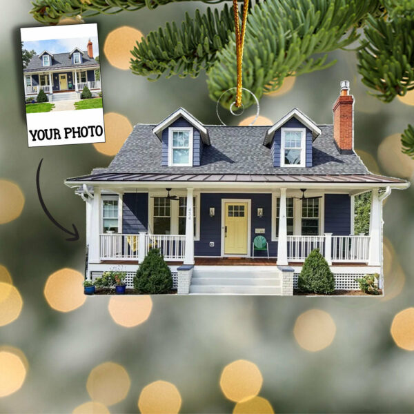 Personalized House Acrylic Ornament - Customize Your House Photo Ornament Decor Christmas Tree - Image 2