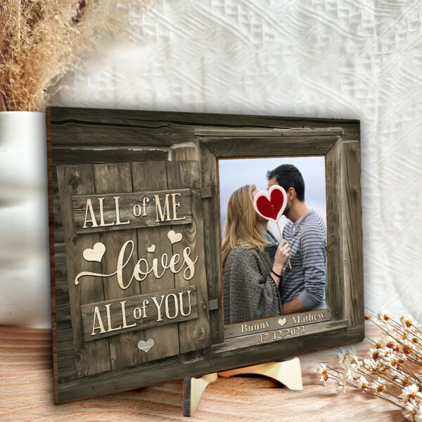 Personalized Husband & Wife Photo All of Love, Best Gift for Wife Personalized Wooden Photo Plaque - Gift For Husband Wife, Anniversary - Image 2