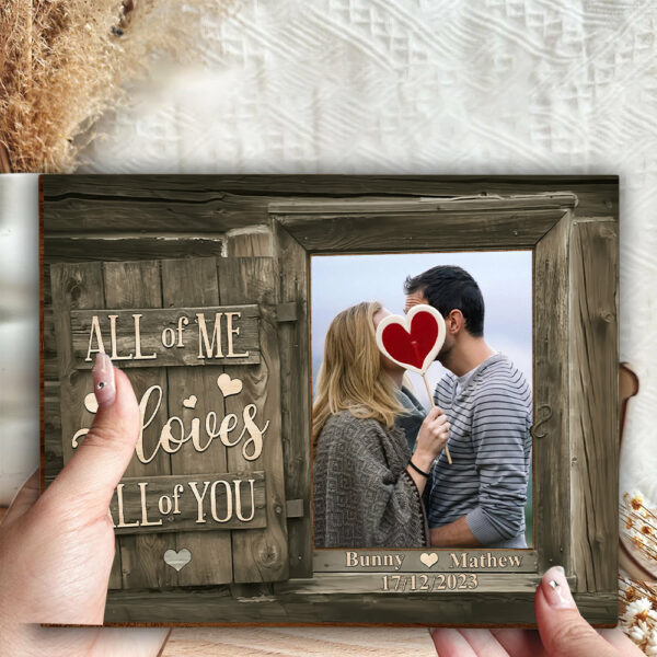 Personalized Husband & Wife Photo All of Love, Best Gift for Wife Personalized Wooden Photo Plaque - Gift For Husband Wife, Anniversary - Image 3