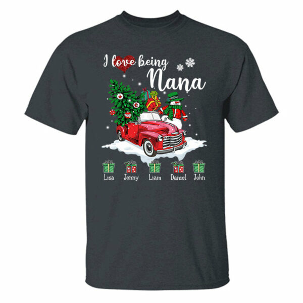 Personalized I Love Being A Nana Christmas Shirt - Custom Nickname & Grandkid's Name - Image 3
