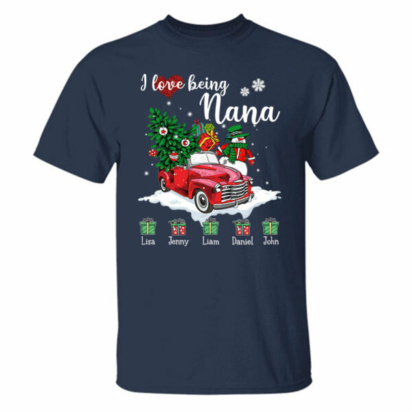 Personalized I Love Being A Nana Christmas Shirt - Custom Nickname & Grandkid's Name - Image 4