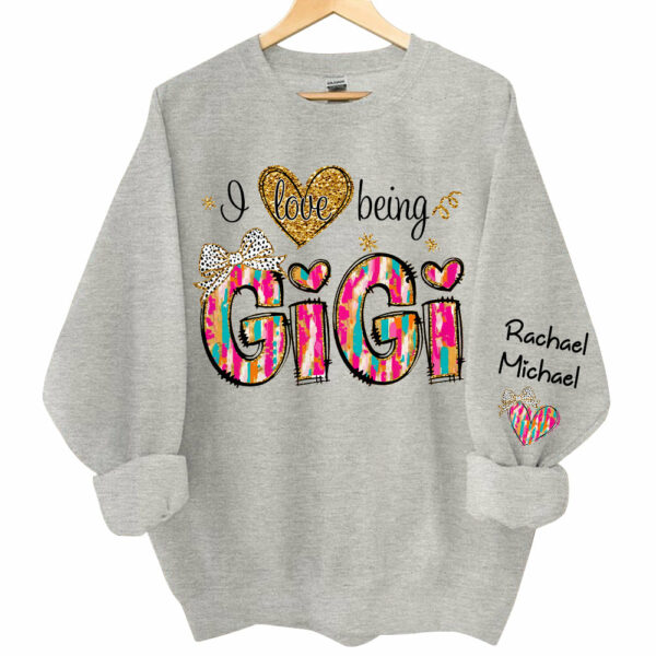 Personalized I Love Being Gigi Colorful Pattern Sweatshirt, Custom Grandma and Grandkids Sweatshirt NA04 - Image 4