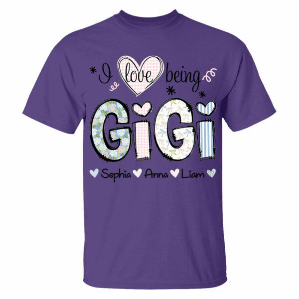 Personalized I Love Being GiGi, Custom Grandma With Grandkids Mother's Day 2025 T-Shirt T1807 - Image 2