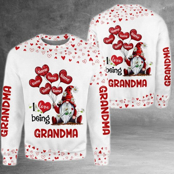 Personalized I Love Being Grandma Gnomes Balloon Hearts 3D Shirt Grandma With Grandkids Name Gnomes 3D All Over Print Shirt Hoodie Zip Hoodie - Image 2