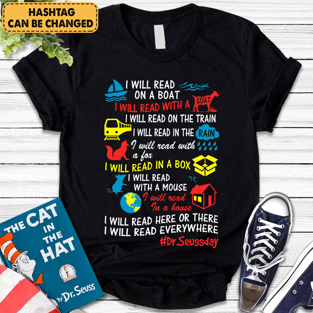 Personalized I Will Read On A Boat I Will Read With A Goat - Custom Shirt For Bookwarm Book Lover
