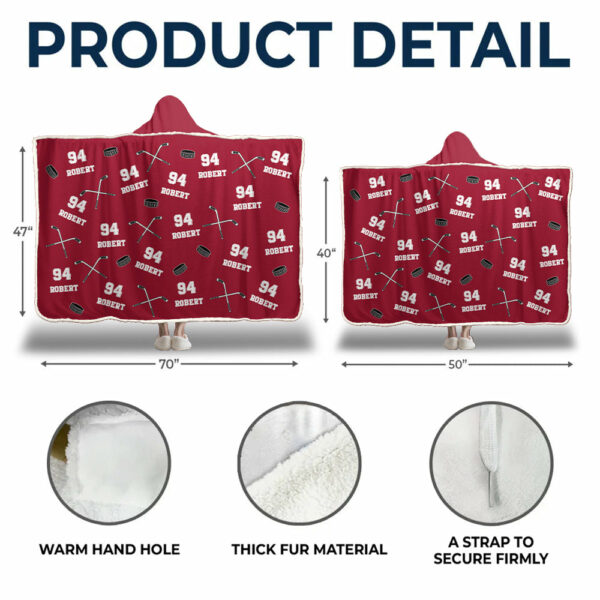 Personalized Ice Hockey Wearable Blanket Hoodie For Sport Lovers, Sport Players - Image 5