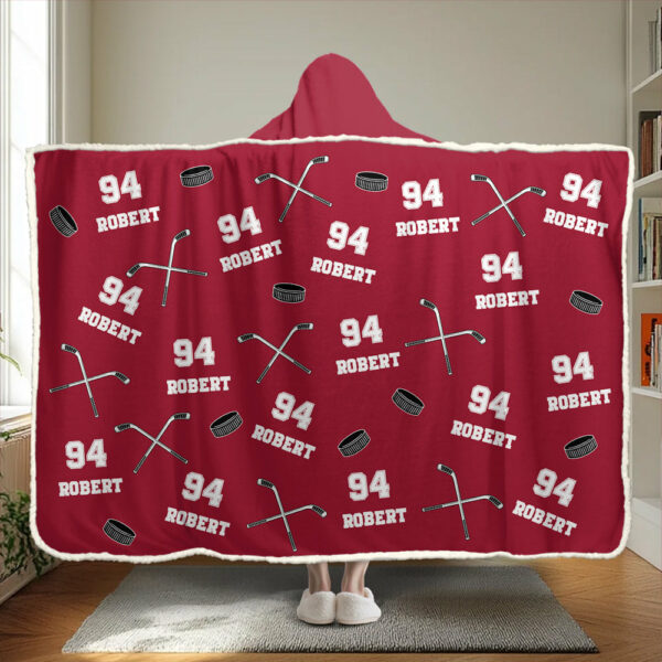 Personalized Ice Hockey Wearable Blanket Hoodie For Sport Lovers, Sport Players - Image 2