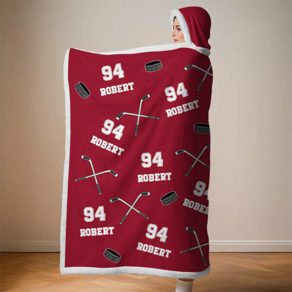 Personalized Ice Hockey Wearable Blanket Hoodie For Sport Lovers, Sport Players - Image 4