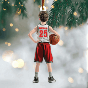 Personalized Kid Basketball Player Ornament - Gift For Basketball Young Lovers