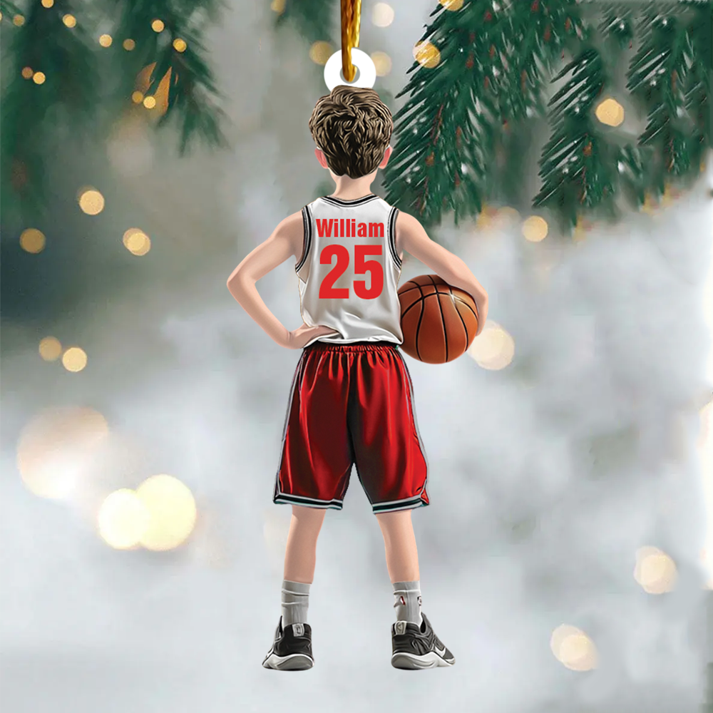 Personalized Kid Basketball Player Ornament - Gift For Basketball Young Lovers